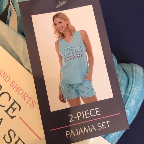 Jaclyn Intimates Blue White Soft Pajama Set XL Today is Gonna Be a Good NWT NEW - Picture 3 of 7